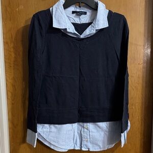 Tommy Hilfiger Blue and White Striped Shirt